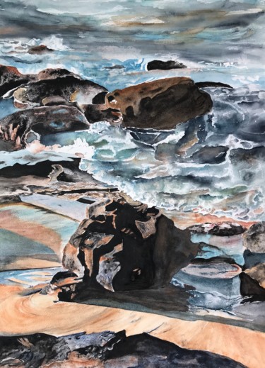 Peinture intitulée "Stones at Curly" par Ewa Helzen, Œuvre d'art originale, Aquarelle