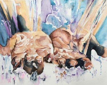 Painting titled "”Wash your hands”" by Ewa Helzen, Original Artwork, Watercolor