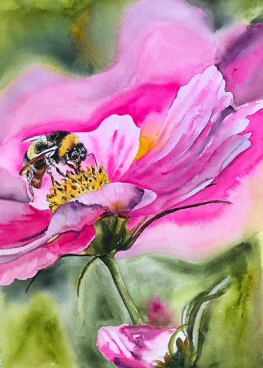 Painting titled "Nectar" by Ewa Helzen, Original Artwork, Watercolor