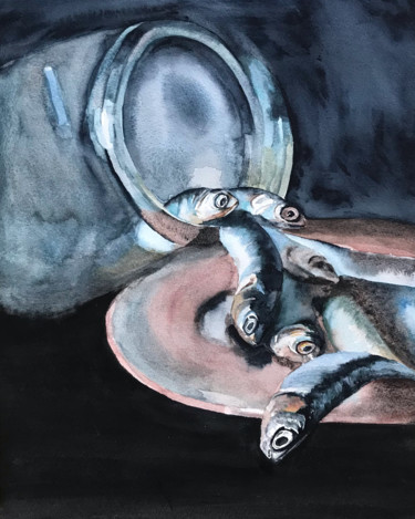 Pintura titulada "Fish" por Ewa Helzen, Obra de arte original, Acuarela