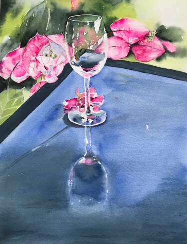 Emthy glass Peinture intitulée "Emthy glass" par Ewa Helzen, Œuvre d'art originale, Aquarelle