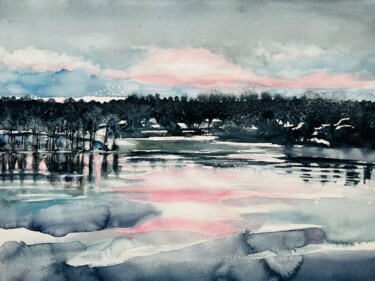 Painting titled "Some ice is on the…" by Ewa Helzen, Original Artwork, Watercolor