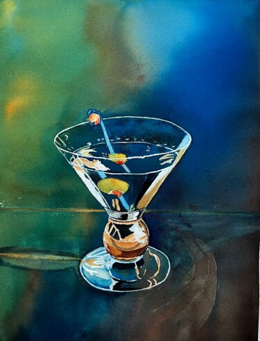 Malerei mit dem Titel "A chilled dry marti…" von Ewa Helzen, Original-Kunstwerk, Aquarell