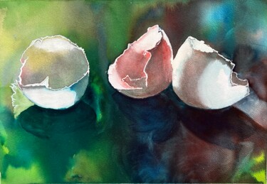 Painting titled "Hatched" by Ewa Helzen, Original Artwork, Watercolor