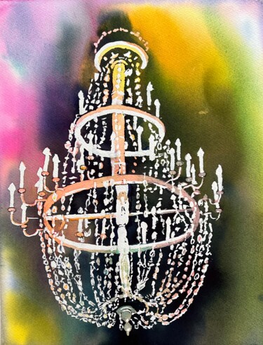 Pittura intitolato "crystal chandelier…" da Ewa Helzen, Opera d'arte originale, Acquarello
