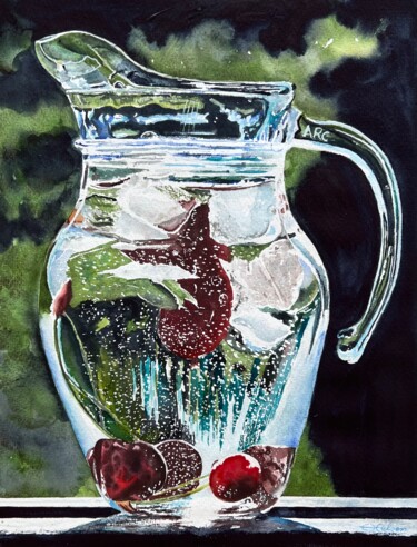 Malerei mit dem Titel "Cold summer drink" von Ewa Helzen, Original-Kunstwerk, Aquarell