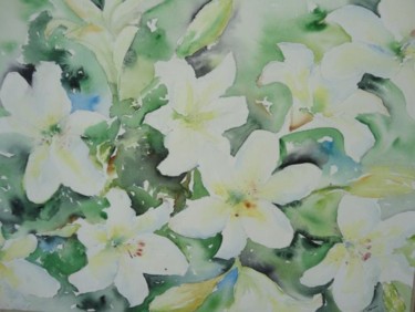 Painting titled "White lillies" by Ewa Helzen, Original Artwork