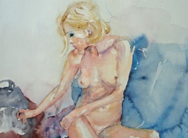 Painting titled "A Nude" by Ewa Helzen, Original Artwork