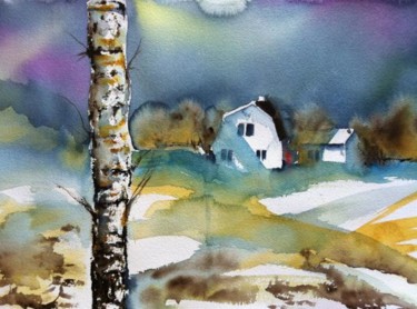 Painting titled "A house in the coun…" by Ewa Helzen, Original Artwork
