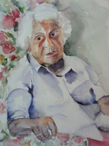 Painting titled "Old Lady" by Ewa Helzen, Original Artwork, Watercolor