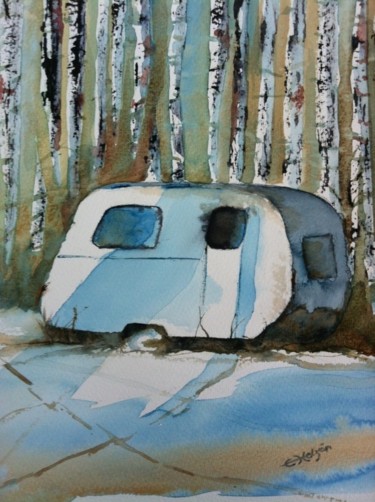 Painting titled "Life in the forest" by Ewa Helzen, Original Artwork, Watercolor