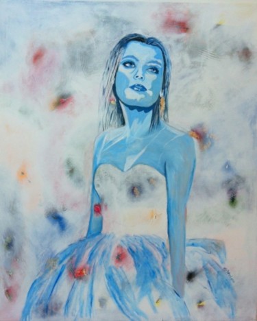 Картина под названием "Blue lady" - Ewa Helzen, Подлинное произведение искусства