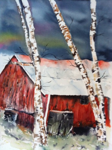 Painting titled "a-barn.jpg" by Ewa Helzen, Original Artwork
