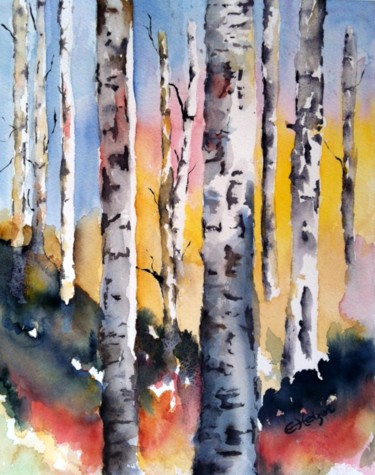 Painting titled "birches.jpg" by Ewa Helzen, Original Artwork