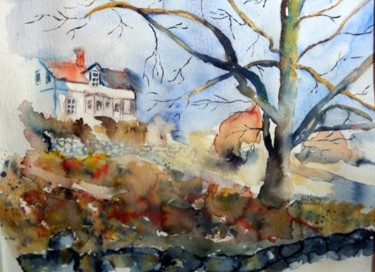 Painting titled "house-with-a-big-tr…" by Ewa Helzen, Original Artwork