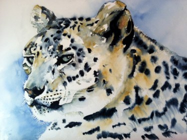 Painting titled "snow-leopard.jpg" by Ewa Helzen, Original Artwork