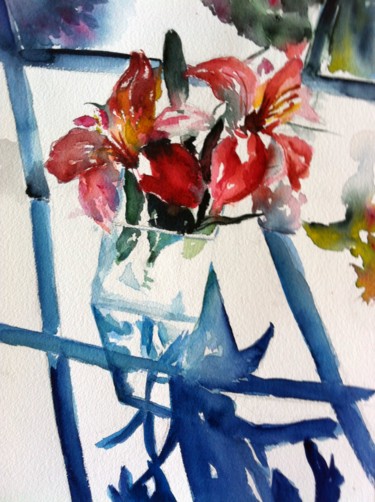 Painting titled "Flowers in the wind…" by Ewa Helzen, Original Artwork
