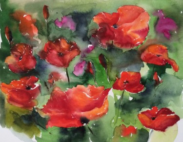 Painting titled "Poppies.jpg" by Ewa Helzen, Original Artwork