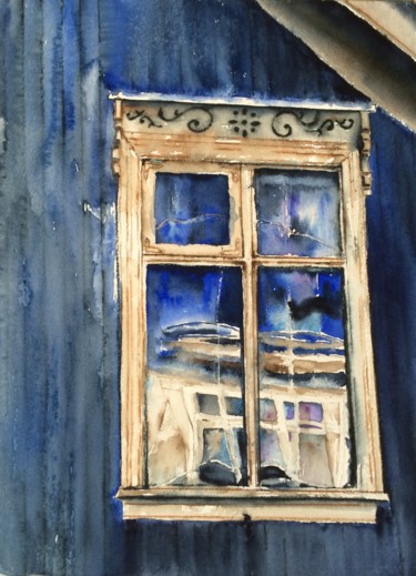 Painting titled "Window in Reykjavik…" by Ewa Helzen, Original Artwork