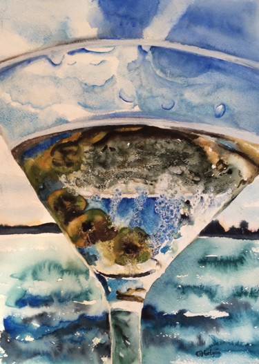 Painting titled "Dry martini with ol…" by Ewa Helzen, Original Artwork