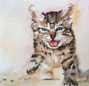 Painting titled "Kitten.jpg" by Ewa Helzen, Original Artwork