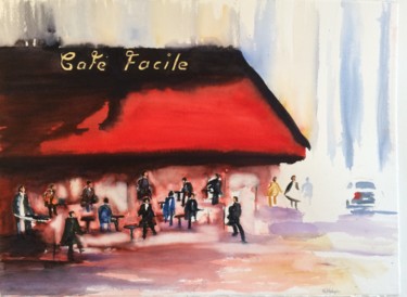 Painting titled "Cafe Facile.jpg" by Ewa Helzen, Original Artwork