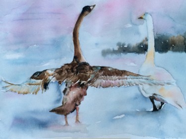 Painting titled "Fly away.jpg" by Ewa Helzen, Original Artwork, Watercolor