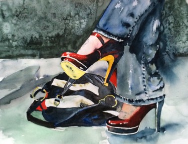 Peinture intitulée "These shoes.jpg" par Ewa Helzen, Œuvre d'art originale, Aquarelle