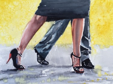 Painting titled "Dancing.jpg" by Ewa Helzen, Original Artwork, Watercolor