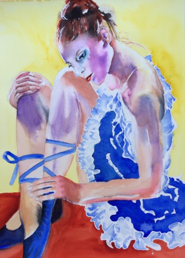 Painting titled "Ballerina.jpg" by Ewa Helzen, Original Artwork, Watercolor