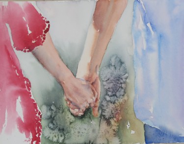 Painting titled "together.jpg" by Ewa Helzen, Original Artwork, Watercolor