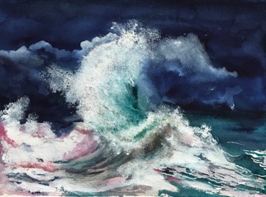 Peinture intitulée "Ruff.sea.jpg" par Ewa Helzen, Œuvre d'art originale, Aquarelle