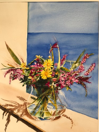 Painting titled "Springflowers" by Ewa Helzen, Original Artwork, Watercolor