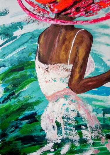 Painting titled "she's like the wind" by Ewa Mościszko, Original Artwork, Acrylic