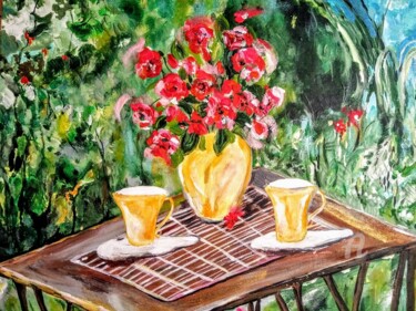 Картина под названием "a cup of tea" - Ewa Mościszko, Подлинное произведение искусства, Акрил