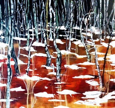 Malarstwo zatytułowany „Sobibór, Lasy koło…” autorstwa Ewa Mościszko, Oryginalna praca, Akryl