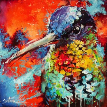 Pintura intitulada "Hummingbird" por Ewa Switala, Obras de arte originais, Acrílico