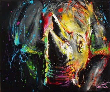 Painting titled "Rhino" by Ewa Switala, Original Artwork, Acrylic