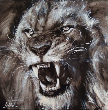 Painting titled "Lion" by Ewa Switala, Original Artwork, Acrylic