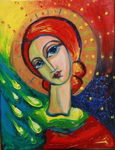 Malarstwo zatytułowany „Aniol Stróż” autorstwa Ewa Golecka, Oryginalna praca, Olej