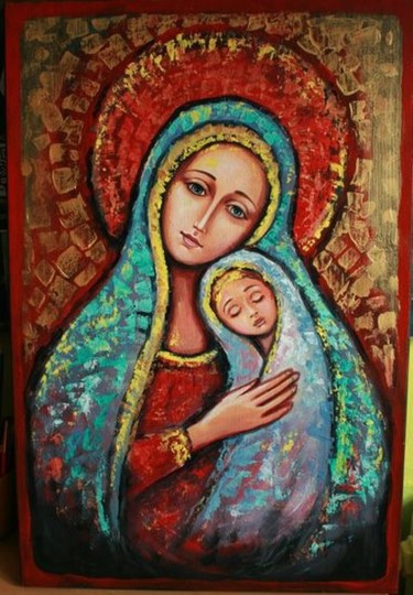 Pittura intitolato "Madonna" da Ewa Golecka, Opera d'arte originale