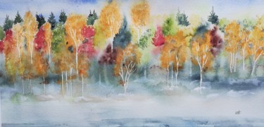 Peinture intitulée "Féerie d'automne" par Ewa Rey, Œuvre d'art originale, Aquarelle