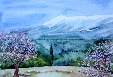 Painting titled "Mont Ventoux et Ama…" by Ewa Rey, Original Artwork, Watercolor