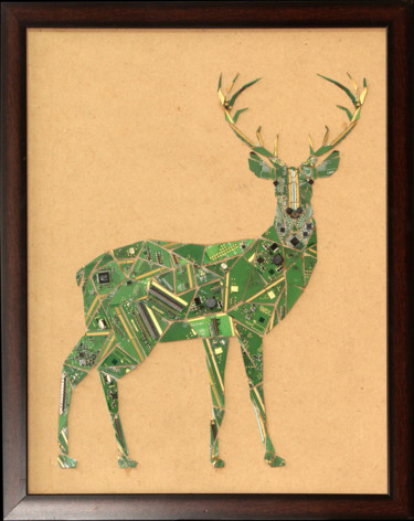 Skulptur mit dem Titel "Adorable Deer" von Vishwanath Mallabadi Davangere, Original-Kunstwerk, Collagen