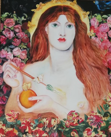 Painting titled "VENUS VERTICORDIA d…" by Ewa Tourrette, Original Artwork, Oil Mounted on Wood Stretcher frame
