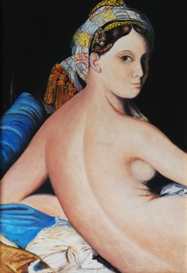 Painting titled "ODALISQUE fragment…" by Ewa Tourrette, Original Artwork, Oil Mounted on Wood Stretcher frame