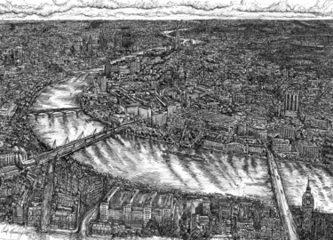 Drawing titled "London Panoramic Dr…" by Ewen Macaulay, Original Artwork, Ink