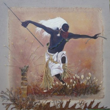 Painting titled "Massai 1" by Romain Rioche, Original Artwork, Acrylic