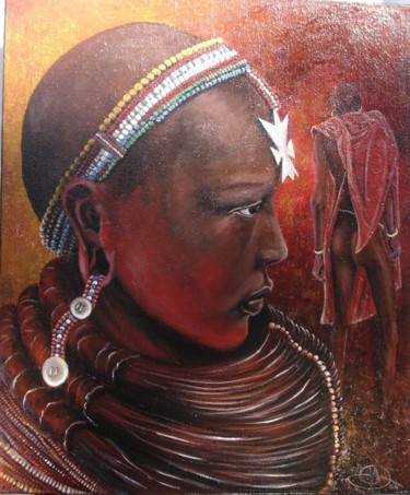 Malerei mit dem Titel "Massaï 3" von Romain Rioche, Original-Kunstwerk