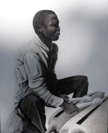 Pintura titulada "tambour" por Romain Rioche, Obra de arte original, Acrílico